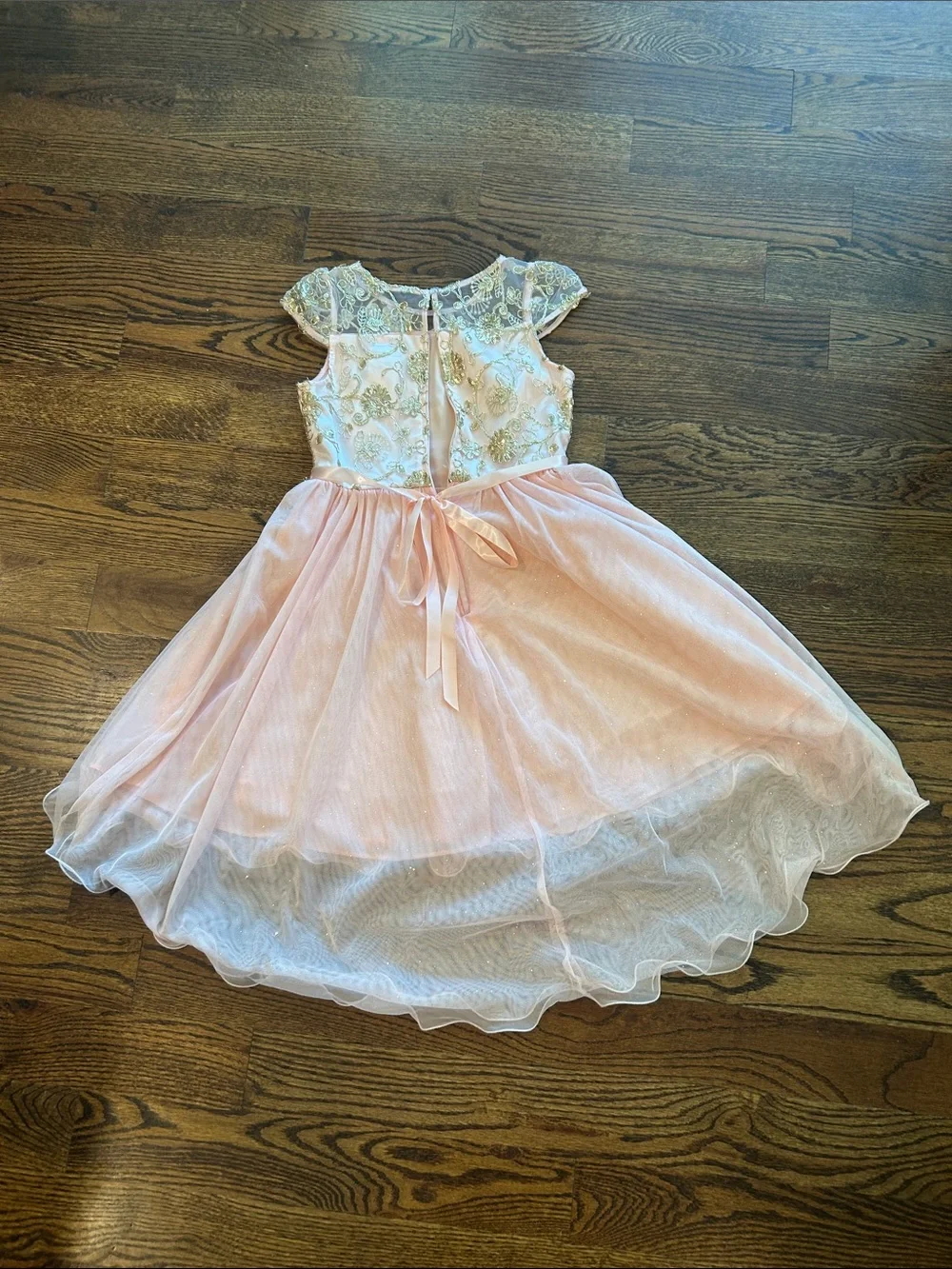 Embellished Blush Pink Tulle High-Low Party Dress for Girls